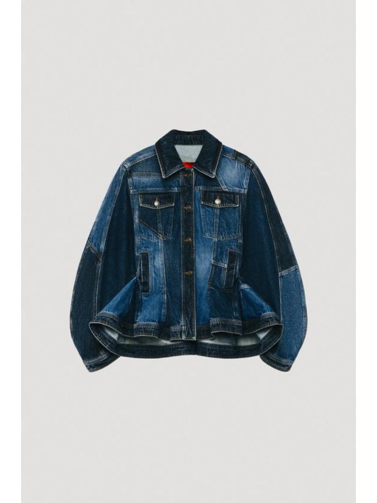 Zara Limited Edition Patchwork Peplum Denim Jacket
